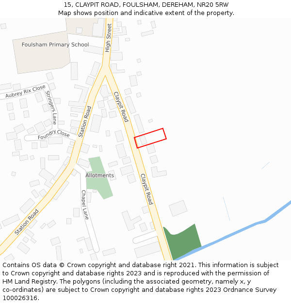 15, CLAYPIT ROAD, FOULSHAM, DEREHAM, NR20 5RW: Location map and indicative extent of plot