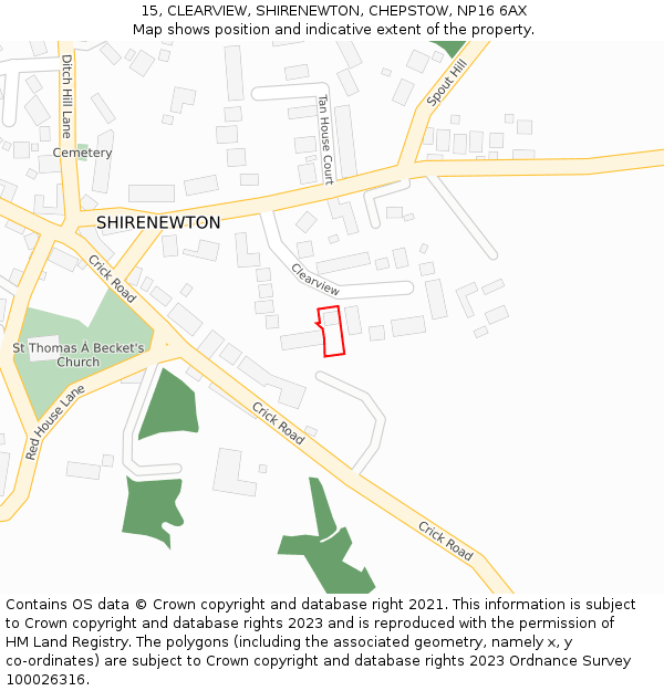 15, CLEARVIEW, SHIRENEWTON, CHEPSTOW, NP16 6AX: Location map and indicative extent of plot