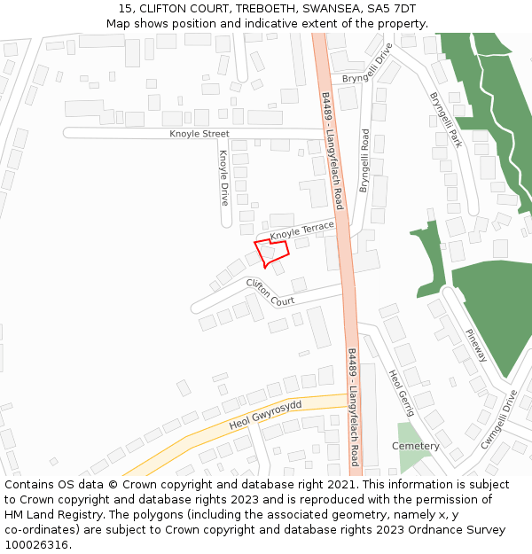 15, CLIFTON COURT, TREBOETH, SWANSEA, SA5 7DT: Location map and indicative extent of plot