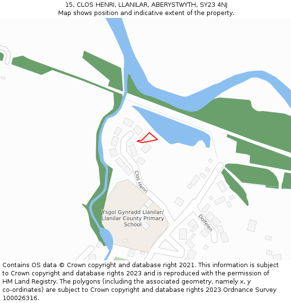 15, CLOS HENRI, LLANILAR, ABERYSTWYTH, SY23 4NJ: Location map and indicative extent of plot