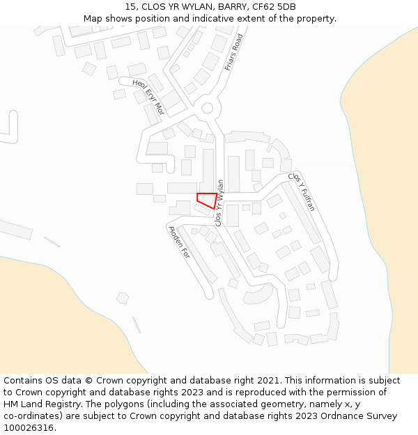 15, CLOS YR WYLAN, BARRY, CF62 5DB: Location map and indicative extent of plot