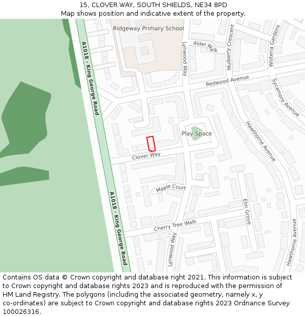 15, CLOVER WAY, SOUTH SHIELDS, NE34 8PD: Location map and indicative extent of plot