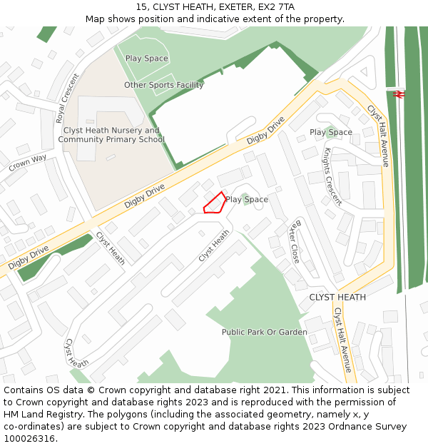 15, CLYST HEATH, EXETER, EX2 7TA: Location map and indicative extent of plot