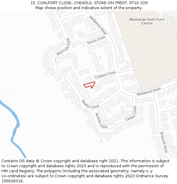 15, COALPORT CLOSE, CHEADLE, STOKE-ON-TRENT, ST10 1DS: Location map and indicative extent of plot