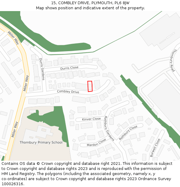15, COMBLEY DRIVE, PLYMOUTH, PL6 8JW: Location map and indicative extent of plot
