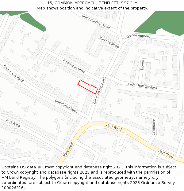 15, COMMON APPROACH, BENFLEET, SS7 3LA: Location map and indicative extent of plot