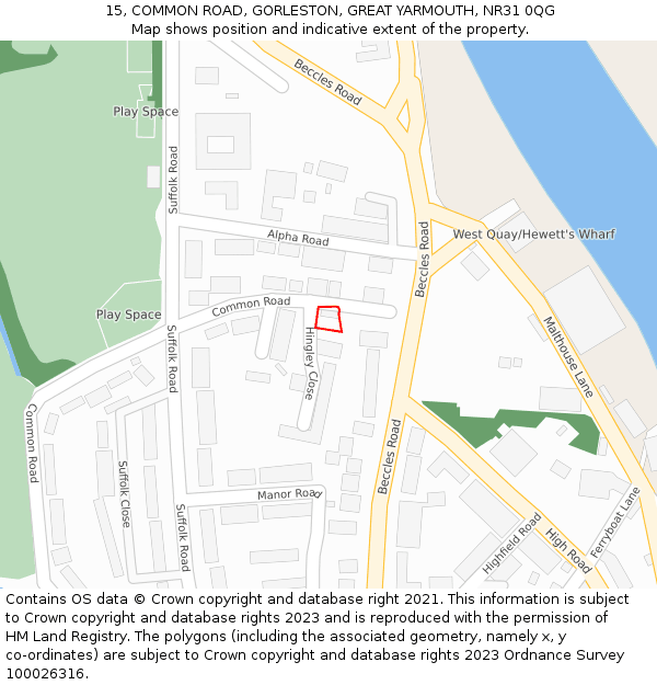 15, COMMON ROAD, GORLESTON, GREAT YARMOUTH, NR31 0QG: Location map and indicative extent of plot