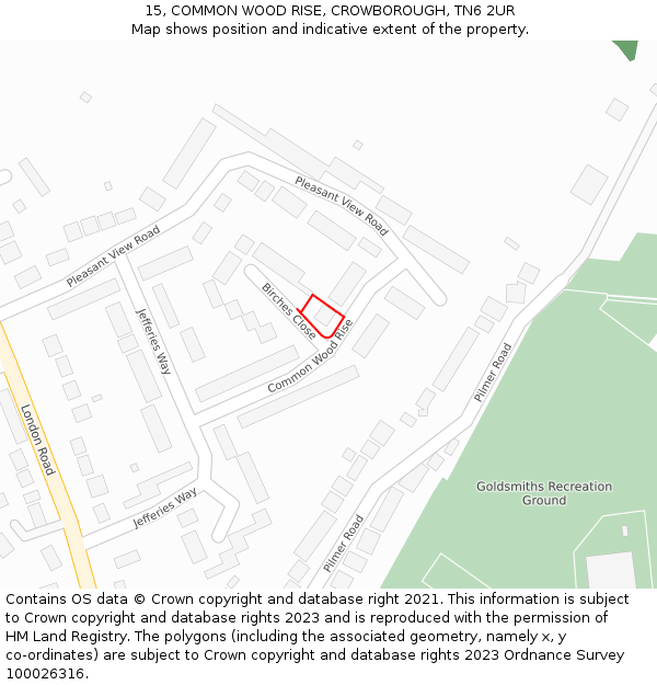 15, COMMON WOOD RISE, CROWBOROUGH, TN6 2UR: Location map and indicative extent of plot