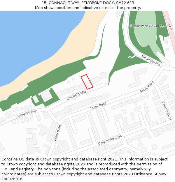15, CONNACHT WAY, PEMBROKE DOCK, SA72 6FB: Location map and indicative extent of plot