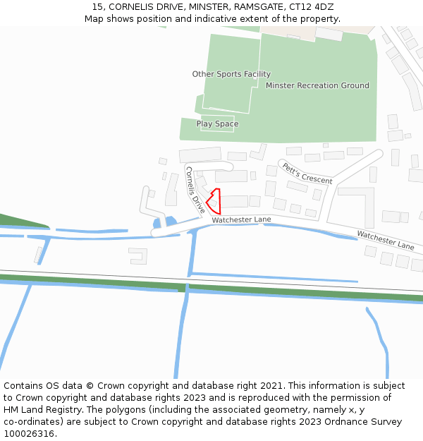 15, CORNELIS DRIVE, MINSTER, RAMSGATE, CT12 4DZ: Location map and indicative extent of plot