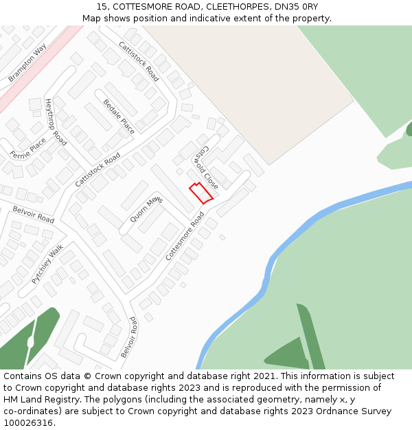 15, COTTESMORE ROAD, CLEETHORPES, DN35 0RY: Location map and indicative extent of plot