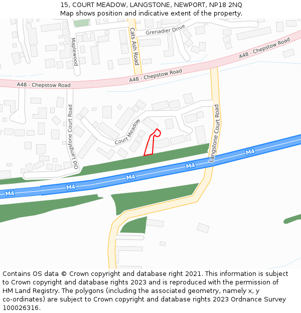 15, COURT MEADOW, LANGSTONE, NEWPORT, NP18 2NQ: Location map and indicative extent of plot