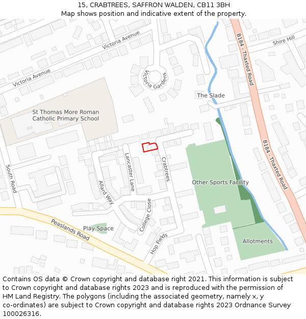 15, CRABTREES, SAFFRON WALDEN, CB11 3BH: Location map and indicative extent of plot