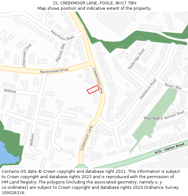 15, CREEKMOOR LANE, POOLE, BH17 7BN: Location map and indicative extent of plot