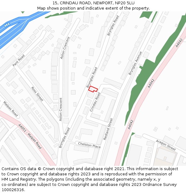 15, CRINDAU ROAD, NEWPORT, NP20 5LU: Location map and indicative extent of plot