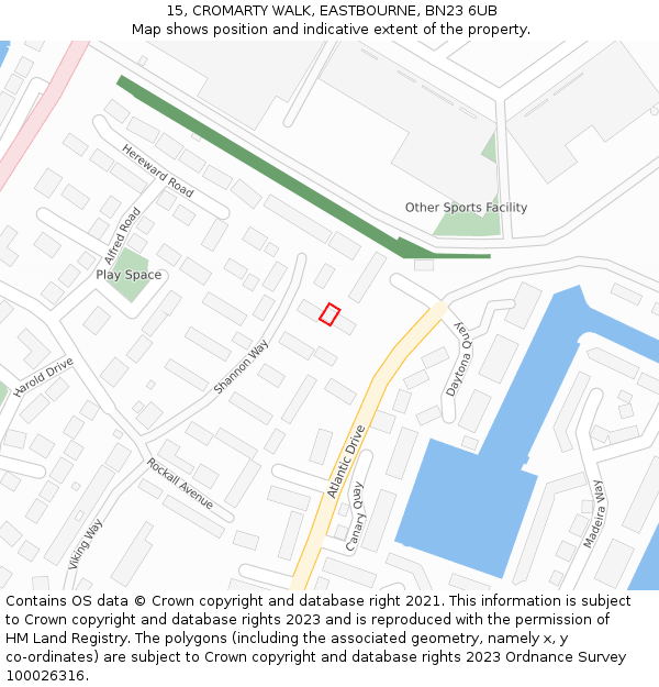 15, CROMARTY WALK, EASTBOURNE, BN23 6UB: Location map and indicative extent of plot