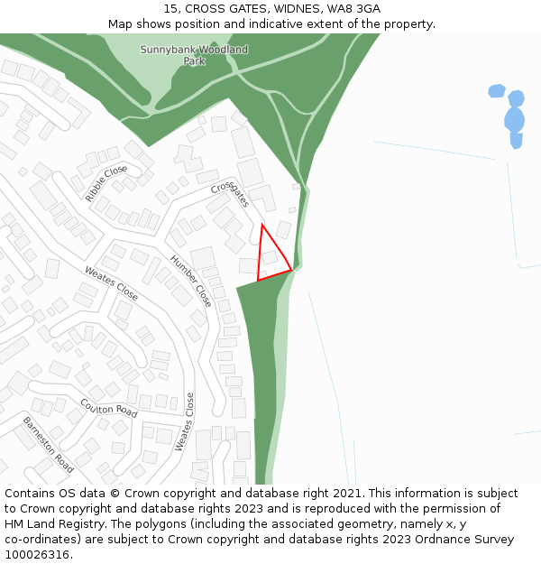 15, CROSS GATES, WIDNES, WA8 3GA: Location map and indicative extent of plot