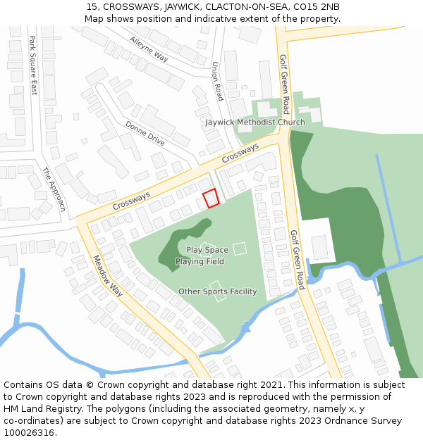 15, CROSSWAYS, JAYWICK, CLACTON-ON-SEA, CO15 2NB: Location map and indicative extent of plot