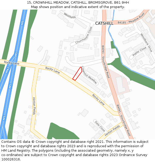 15, CROWNHILL MEADOW, CATSHILL, BROMSGROVE, B61 9HH: Location map and indicative extent of plot