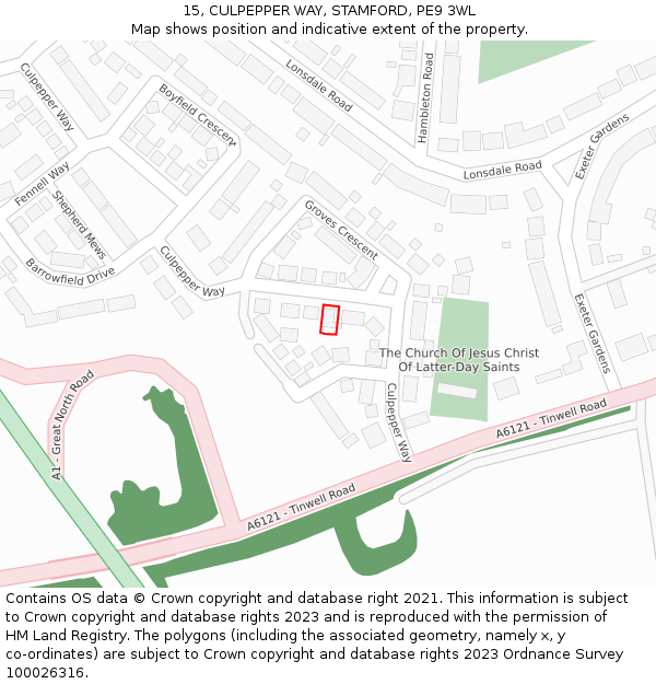 15, CULPEPPER WAY, STAMFORD, PE9 3WL: Location map and indicative extent of plot