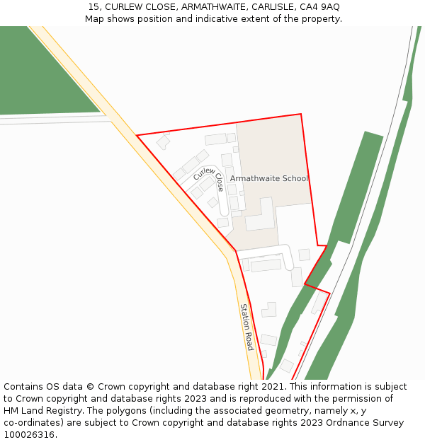15, CURLEW CLOSE, ARMATHWAITE, CARLISLE, CA4 9AQ: Location map and indicative extent of plot