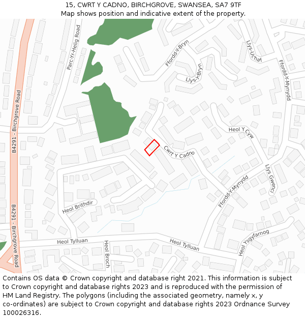 15, CWRT Y CADNO, BIRCHGROVE, SWANSEA, SA7 9TF: Location map and indicative extent of plot