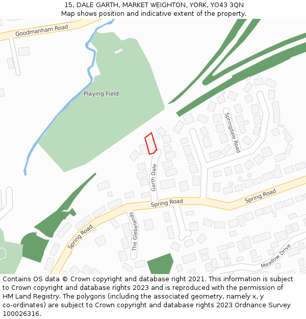 15, DALE GARTH, MARKET WEIGHTON, YORK, YO43 3QN: Location map and indicative extent of plot