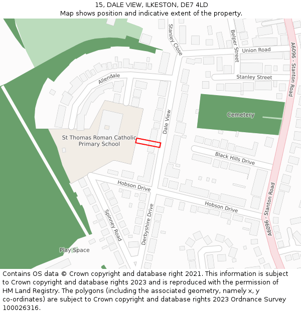 15, DALE VIEW, ILKESTON, DE7 4LD: Location map and indicative extent of plot