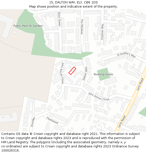 15, DALTON WAY, ELY, CB6 1DS: Location map and indicative extent of plot