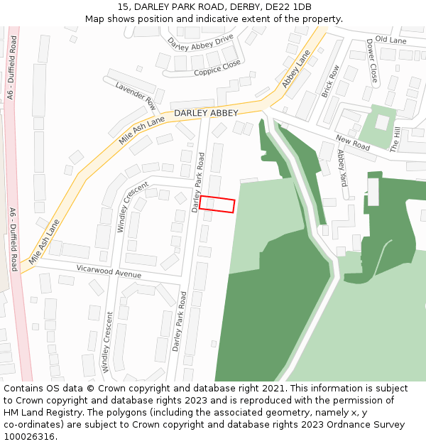 15, DARLEY PARK ROAD, DERBY, DE22 1DB: Location map and indicative extent of plot