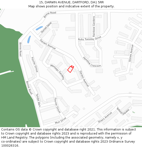 15, DARWIN AVENUE, DARTFORD, DA1 5RR: Location map and indicative extent of plot