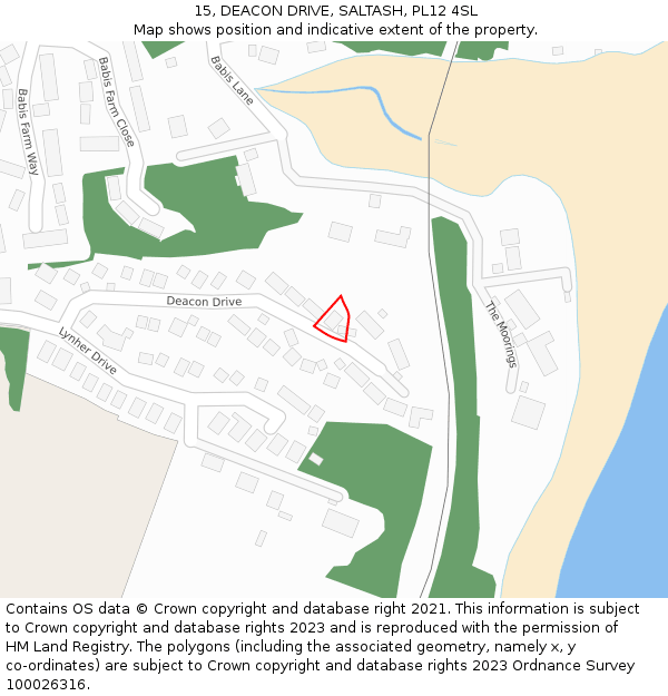 15, DEACON DRIVE, SALTASH, PL12 4SL: Location map and indicative extent of plot