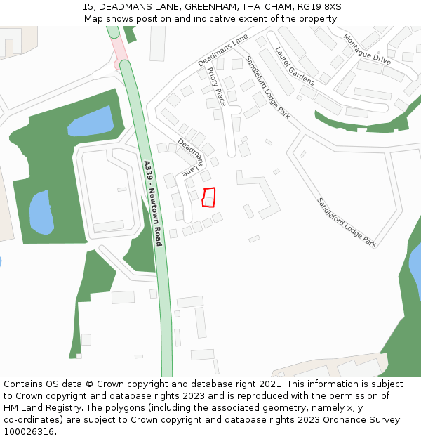 15, DEADMANS LANE, GREENHAM, THATCHAM, RG19 8XS: Location map and indicative extent of plot