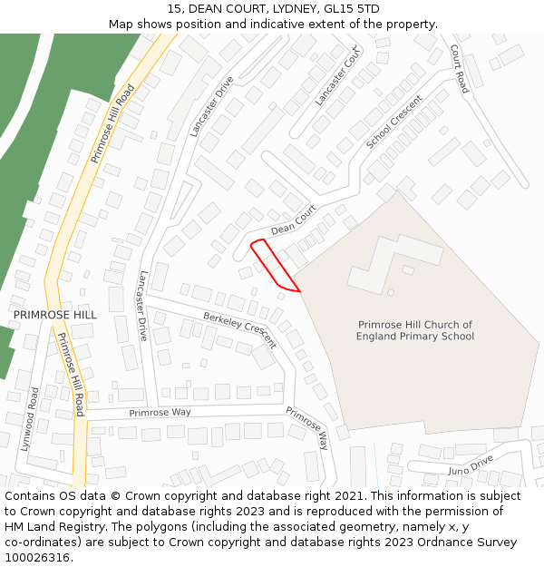 15, DEAN COURT, LYDNEY, GL15 5TD: Location map and indicative extent of plot