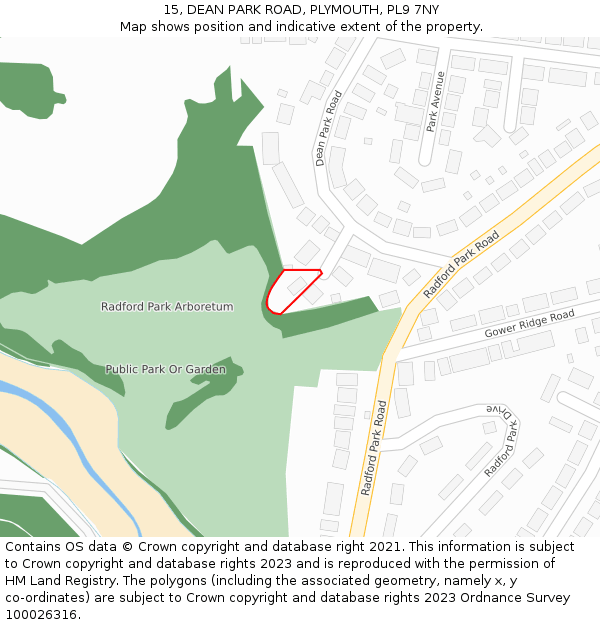 15, DEAN PARK ROAD, PLYMOUTH, PL9 7NY: Location map and indicative extent of plot