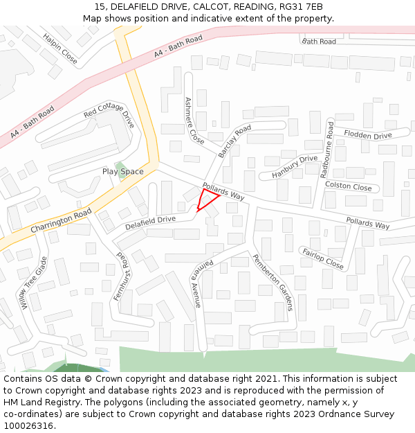 15, DELAFIELD DRIVE, CALCOT, READING, RG31 7EB: Location map and indicative extent of plot