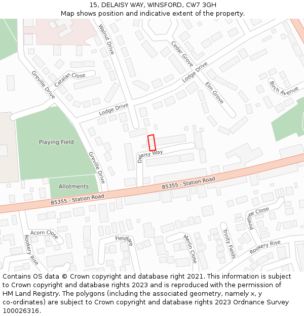 15, DELAISY WAY, WINSFORD, CW7 3GH: Location map and indicative extent of plot
