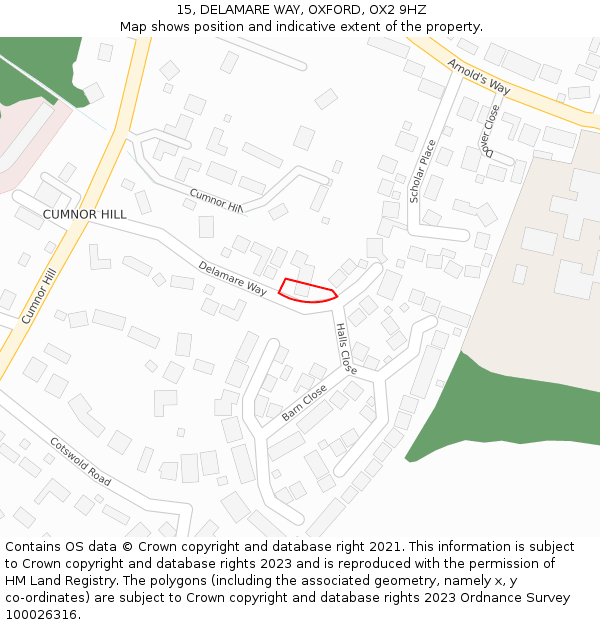 15, DELAMARE WAY, OXFORD, OX2 9HZ: Location map and indicative extent of plot