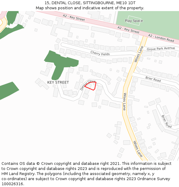 15, DENTAL CLOSE, SITTINGBOURNE, ME10 1DT: Location map and indicative extent of plot