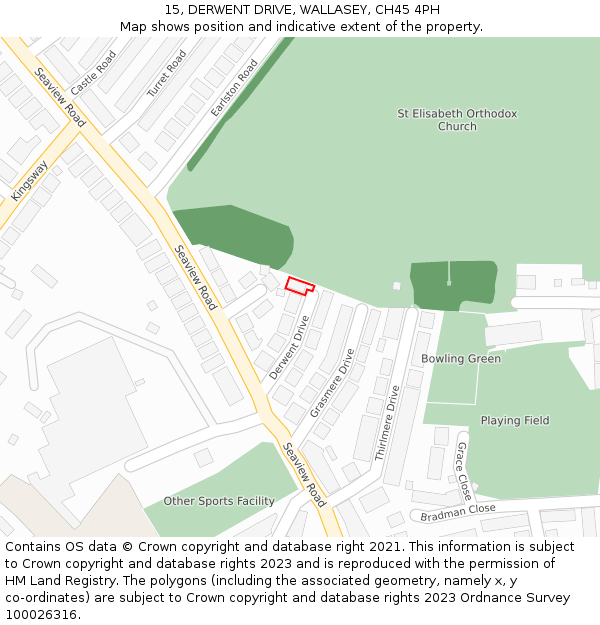 15, DERWENT DRIVE, WALLASEY, CH45 4PH: Location map and indicative extent of plot