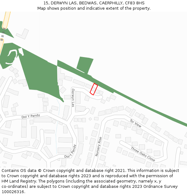 15, DERWYN LAS, BEDWAS, CAERPHILLY, CF83 8HS: Location map and indicative extent of plot