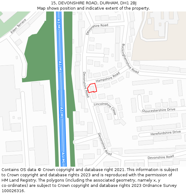 15, DEVONSHIRE ROAD, DURHAM, DH1 2BJ: Location map and indicative extent of plot