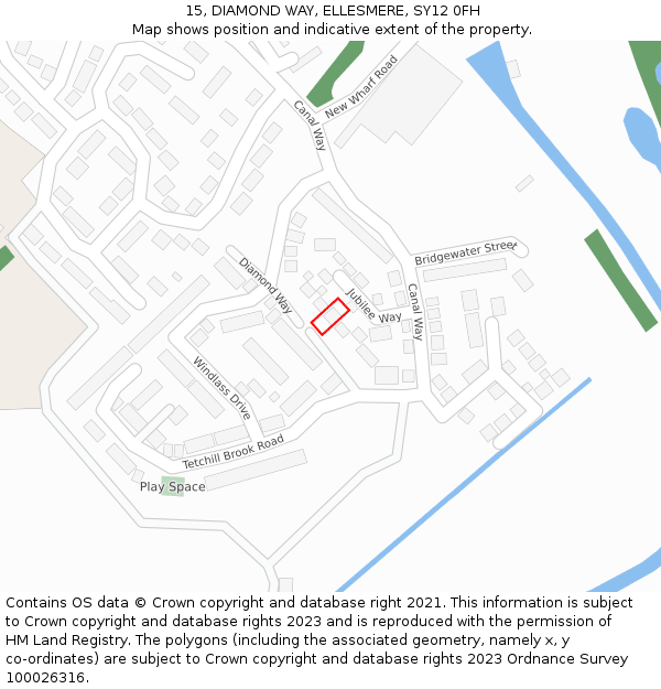 15, DIAMOND WAY, ELLESMERE, SY12 0FH: Location map and indicative extent of plot