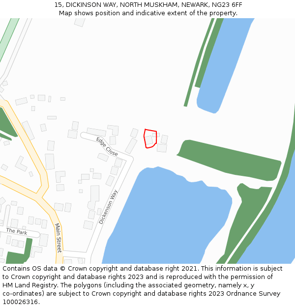 15, DICKINSON WAY, NORTH MUSKHAM, NEWARK, NG23 6FF: Location map and indicative extent of plot