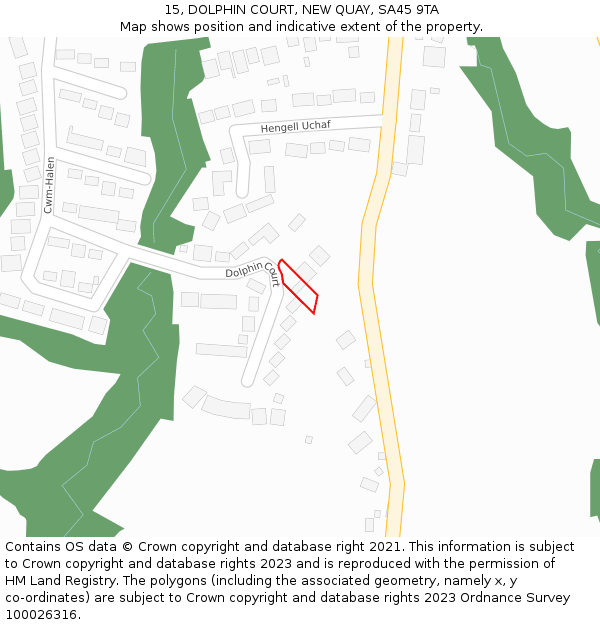15, DOLPHIN COURT, NEW QUAY, SA45 9TA: Location map and indicative extent of plot