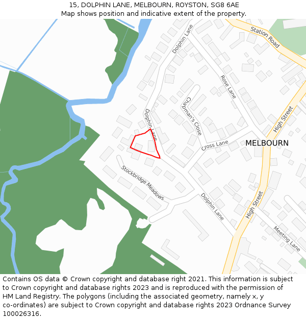 15, DOLPHIN LANE, MELBOURN, ROYSTON, SG8 6AE: Location map and indicative extent of plot