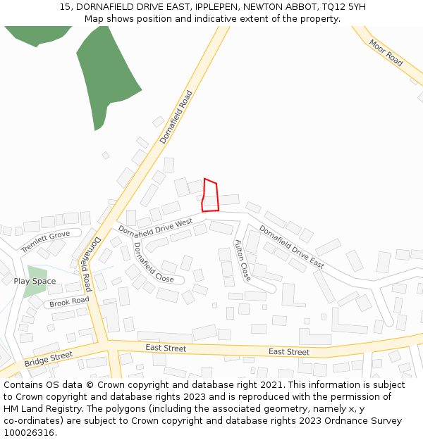 15, DORNAFIELD DRIVE EAST, IPPLEPEN, NEWTON ABBOT, TQ12 5YH: Location map and indicative extent of plot