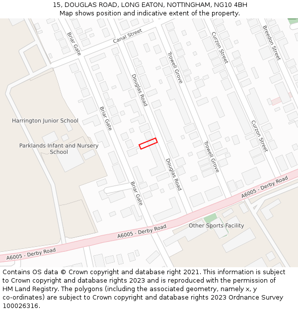 15, DOUGLAS ROAD, LONG EATON, NOTTINGHAM, NG10 4BH: Location map and indicative extent of plot