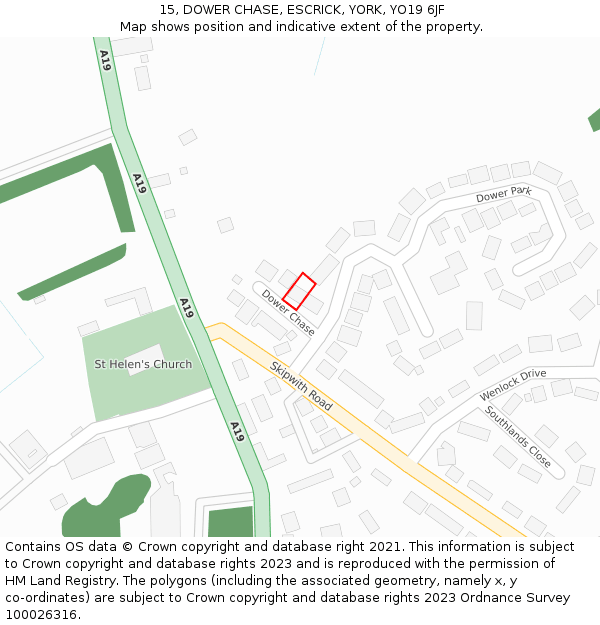 15, DOWER CHASE, ESCRICK, YORK, YO19 6JF: Location map and indicative extent of plot