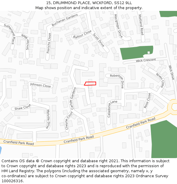 15, DRUMMOND PLACE, WICKFORD, SS12 9LL: Location map and indicative extent of plot
